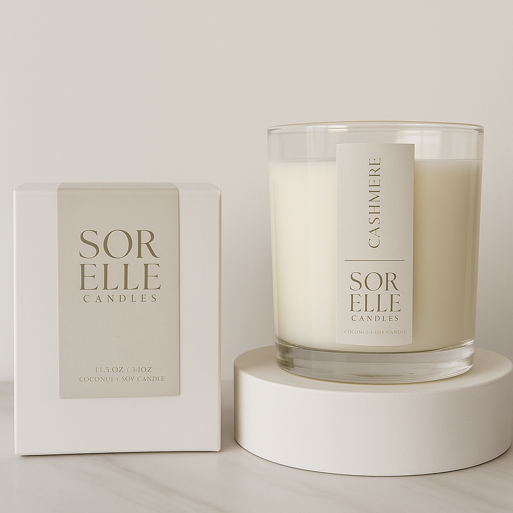 15 oz and 25 oz strong scented tobacco, amber, vanilla coconut wax glass candle with gold foil label