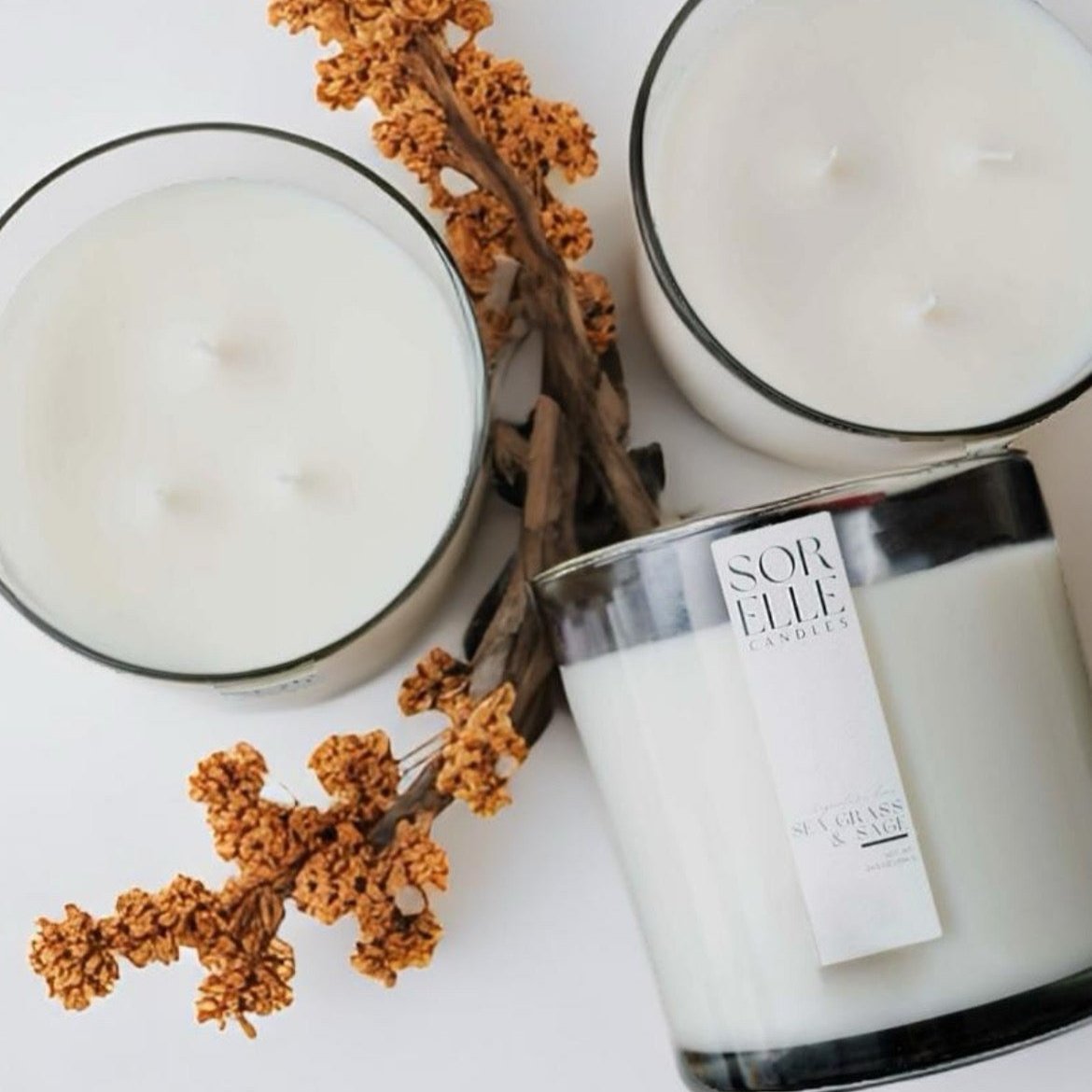 15 oz and 25 oz strong scented tobacco, amber, vanilla coconut wax glass candle with gold foil label