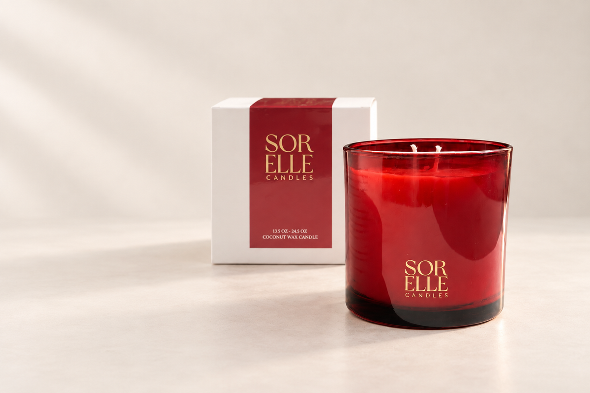 Merry&Bright candle with box. Room filling christmas candle, non-toxic, coconut wax.