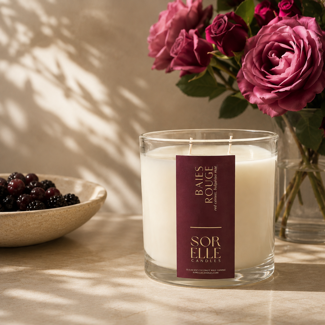 Baies Rouge - Diptyque dupe candle, made in coconut wax, hand poured Houston, Tx.