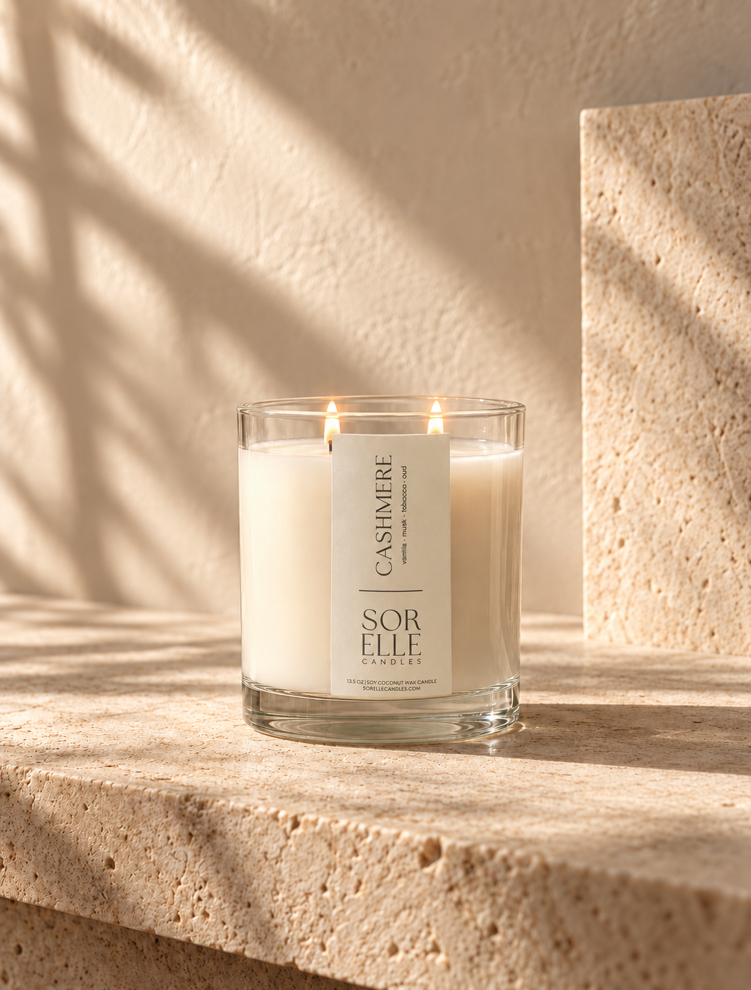 Cashmere coconut wax candle inspired by Tom Ford Tobacco Vanille, glass jar