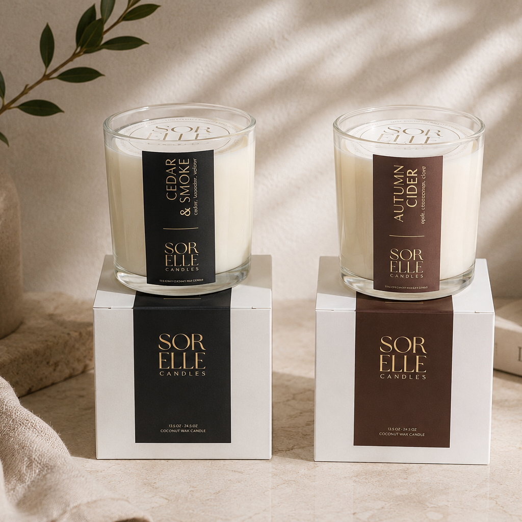 feu de bois dupe candle, Cedar & Smoke coconut wax, styled home lifestyle photo