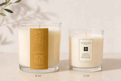 Coco Santal, strong scented sandalwood, coconut wax candle, hand poured Houston, TX. 
