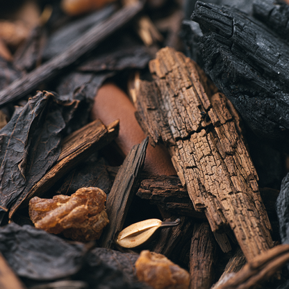 Cedar & Smoke coconut wax candle, styled lifestyle photo