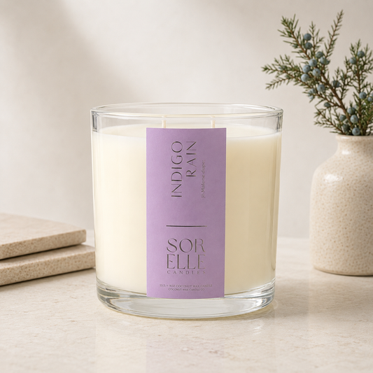Indigo Rain - Jo Malone Dupe Candle, Black Cedarwood, Stronger Scented coconut wax Candle, Hand poured Houston, Tx