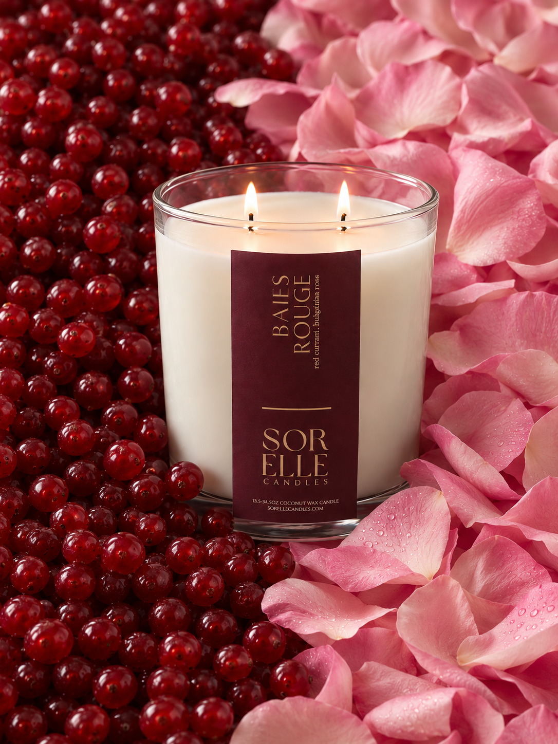 Baies Rouge diptyque dupe candle, made with coconut wax, hand poured Houston, TX