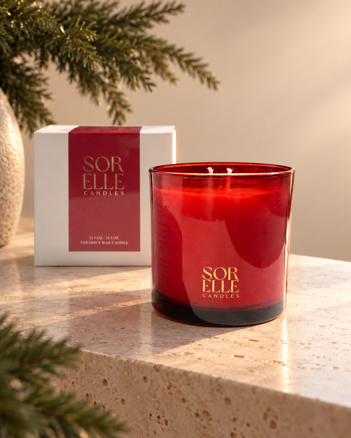 merry & bright, festive christmas candle scent. coconut wax, strong scent throw. 