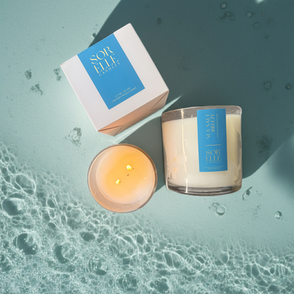 Sea Salt Breeze Strong Scented Coconut wax candle, 14 oz, Sorelle Candles Houston Tx