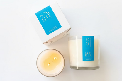 Sea Salt Breeze Strong Scented Coconut wax candle, 14 oz, Sorelle Candles Houston Tx
