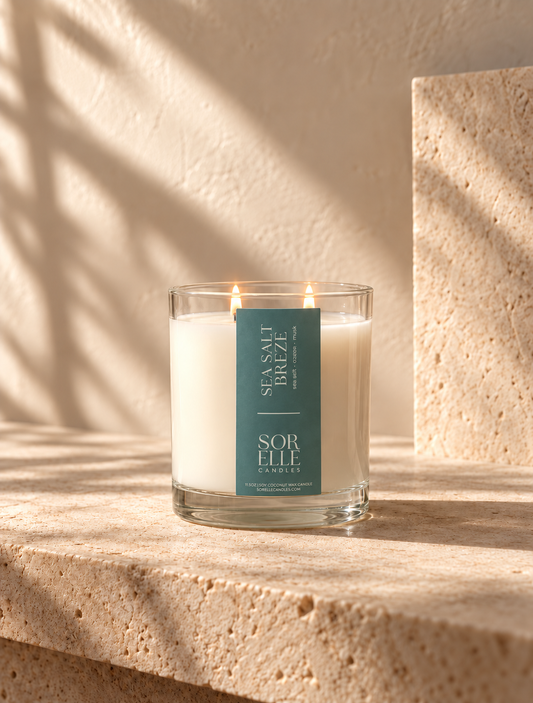 Sea Grass & Sage coconut wax candle, citrus coastal herbal scent