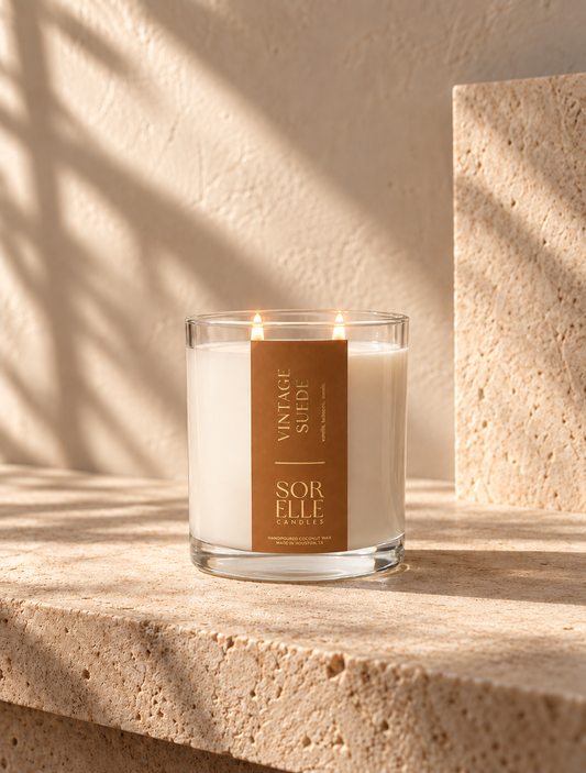 Vintage Suede - Cremo Dupe Candle. Strong smelling luxury coconut wax candle. Houston Tx