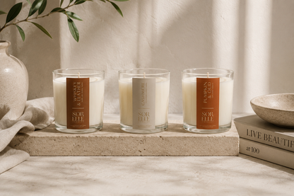 Cashmere coconut wax candle, warm tobacco and musk scent throw