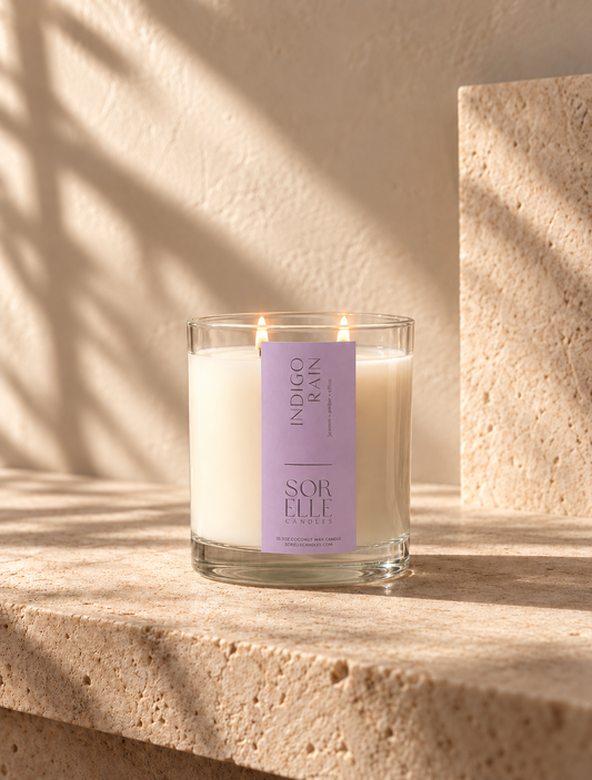 Indigo Rain coconut wax candle inspired by Jo Malone Black Cedarwood & Juniper