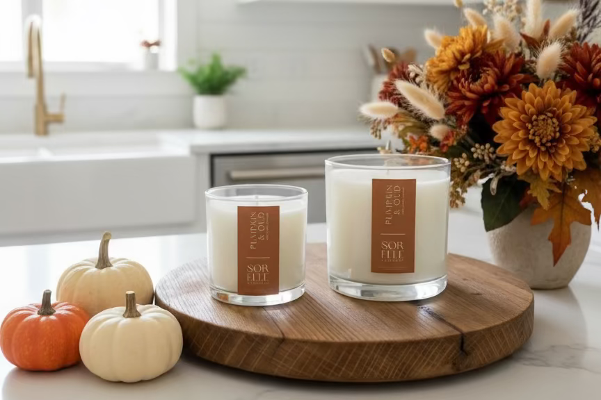 two wick pumpkin oud sorelle coconut wax candle