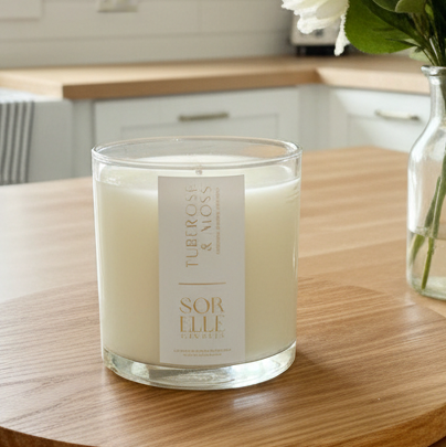 Tuberose coconut wax candle - tuberose, jasmine, oakmoss - hand poured in houston tx. 